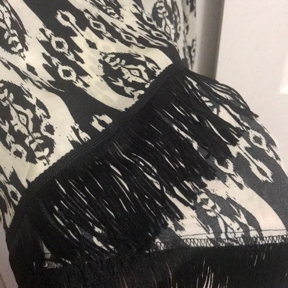 2/$30 Cream and black fringe cardigan - Picture 2 of 5
